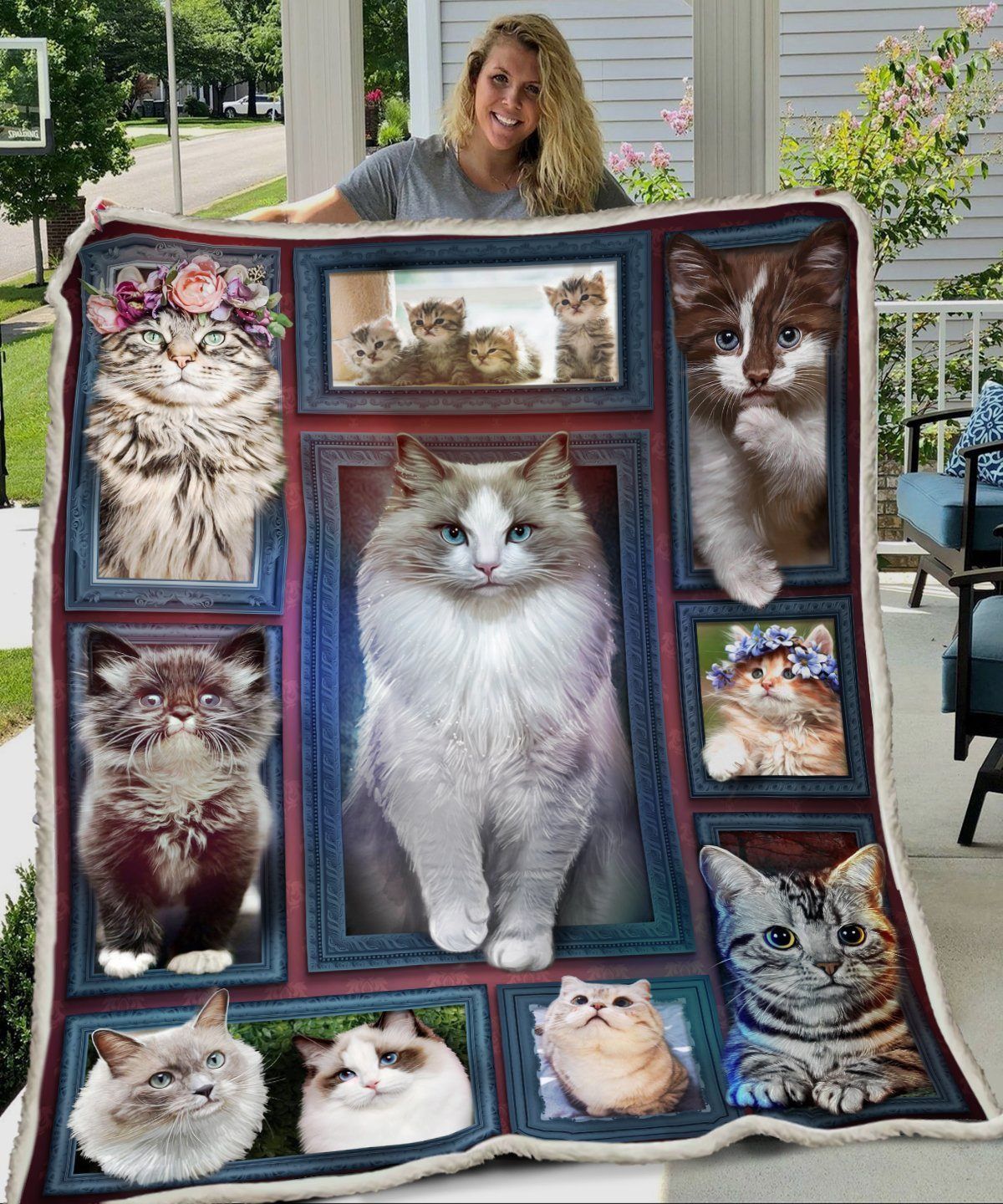 3d Huge Cat Sherpa Fleece Blanket