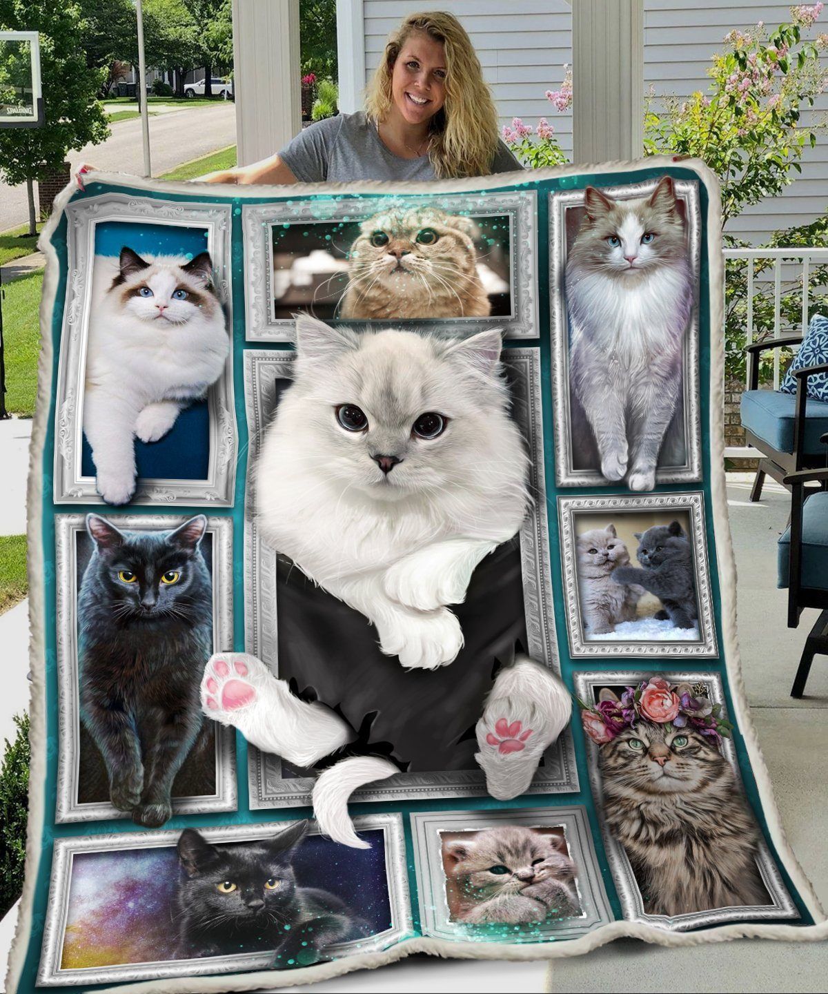 3d Huge Cat Sherpa Fleece Blanket