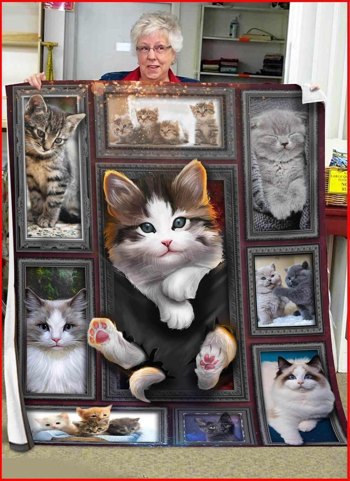3d Huge Cat Sherpa Fleece Blanket