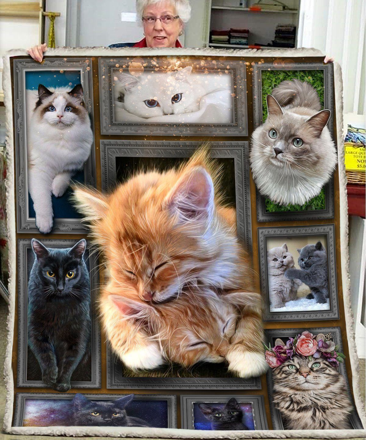 3d Huge Cat Sherpa Fleece Blanket