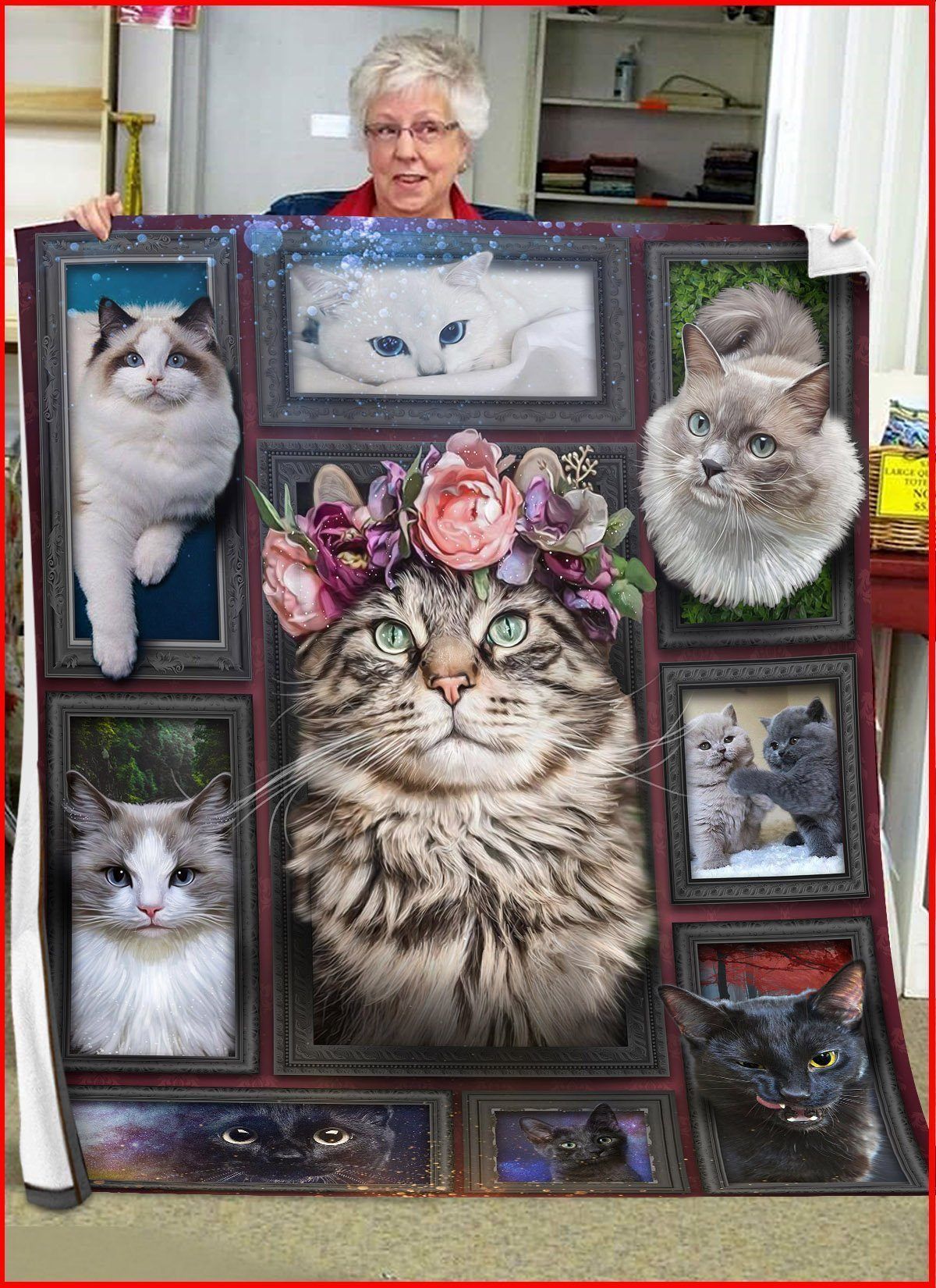 3d Huge Cat Sherpa Fleece Blanket