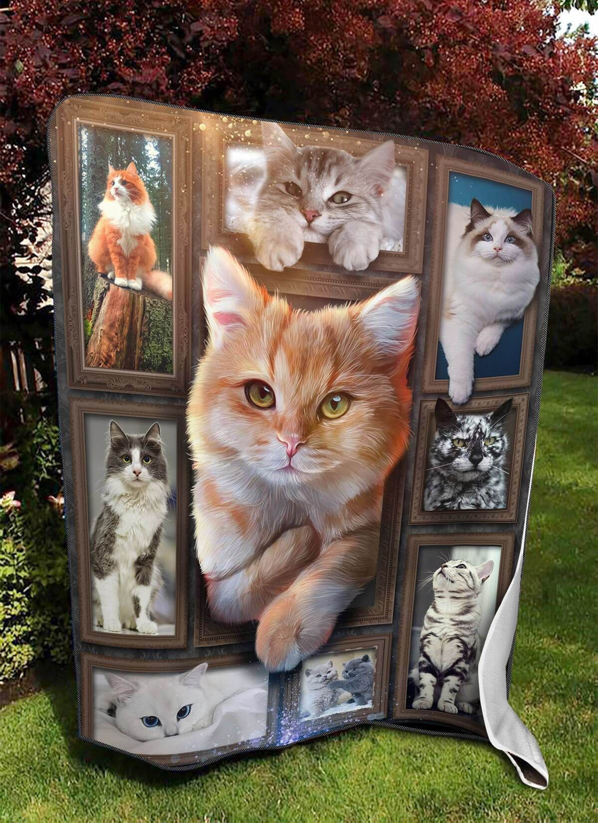 3d Huge Cat Sherpa Fleece Blanket