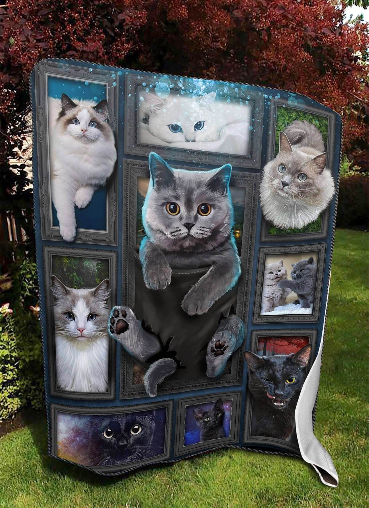 3d Huge Cat Sherpa Fleece Blanket