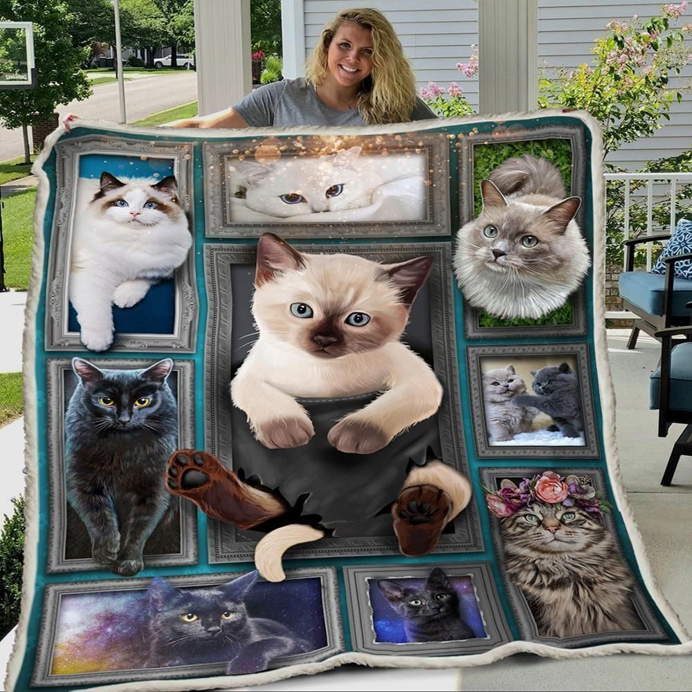 3d Huge Cat Custom Design Fleece Blanket For Cat Lovers