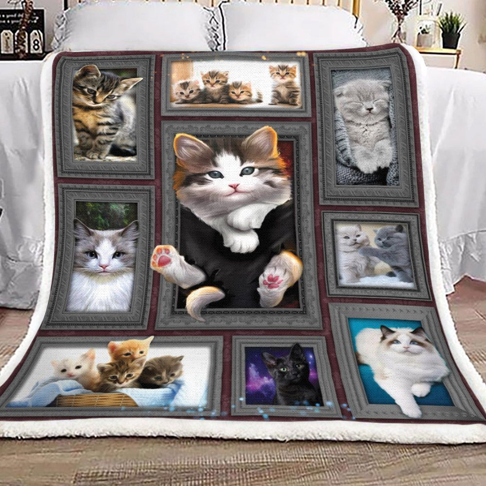 3d Huge Cat Sherpa Fleece Blanket