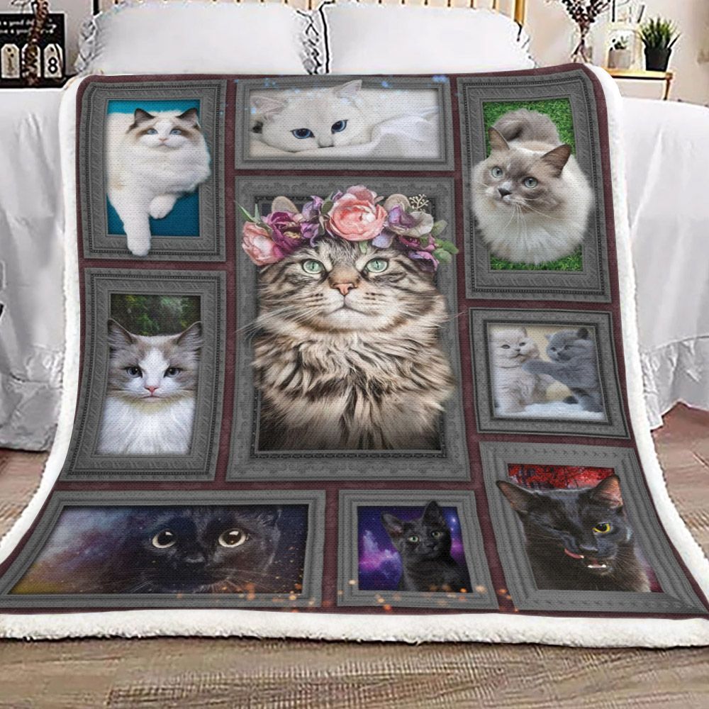 3d Huge Cat Sherpa Fleece Blanket