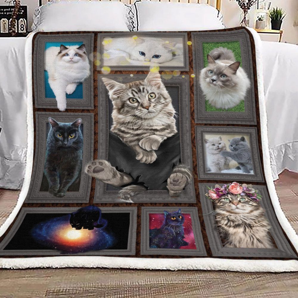 3d Huge Cat Sherpa Fleece Blanket
