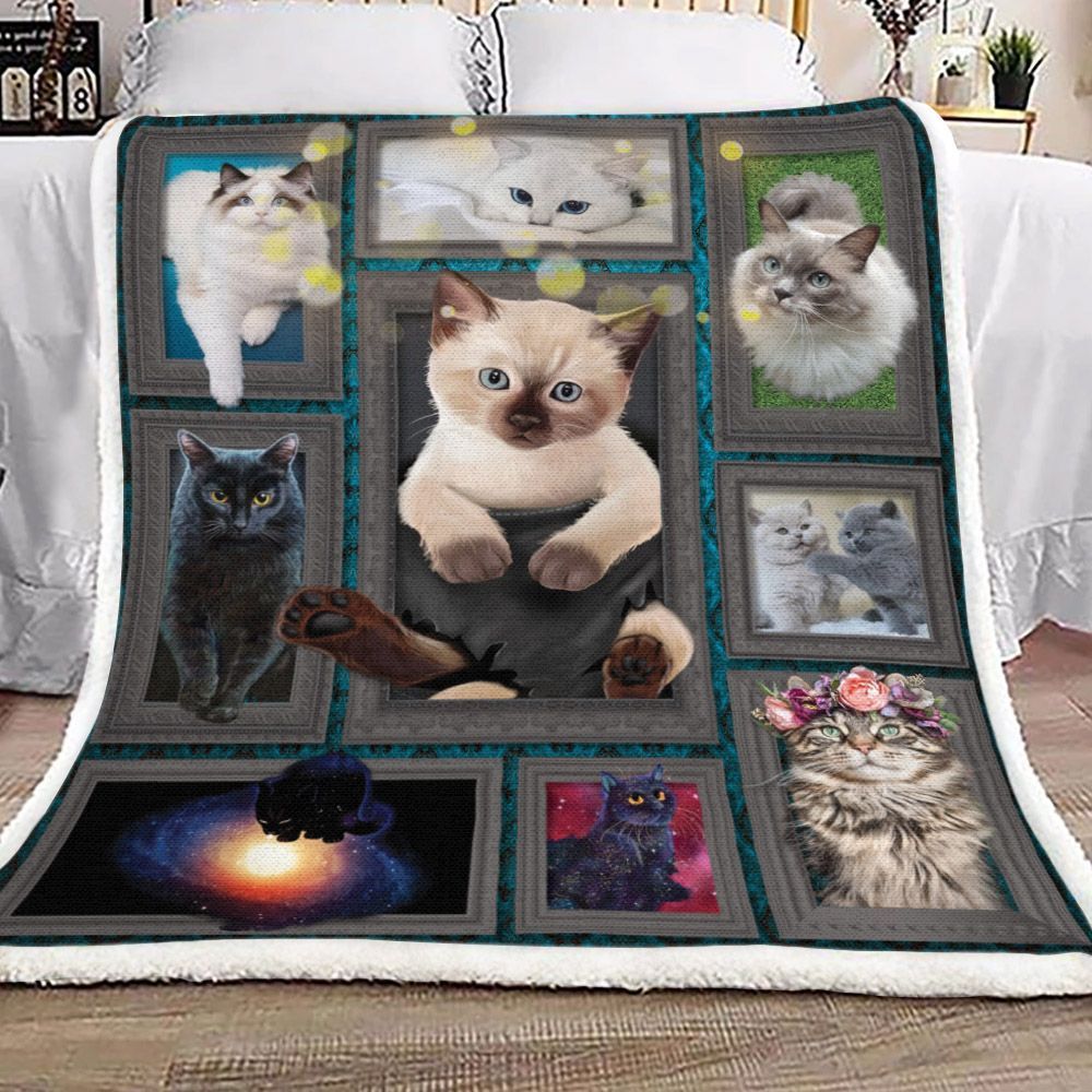 3d Huge Cat Sherpa Fleece Blanket