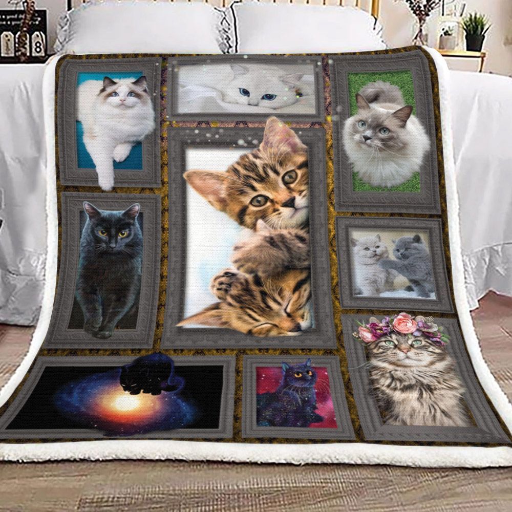 3d Huge Cat Sherpa Fleece Blanket