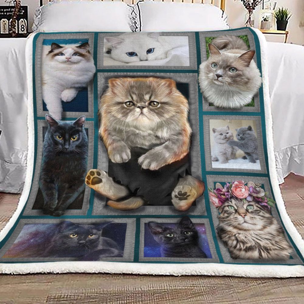3d Huge Cat Sherpa Fleece Blanket