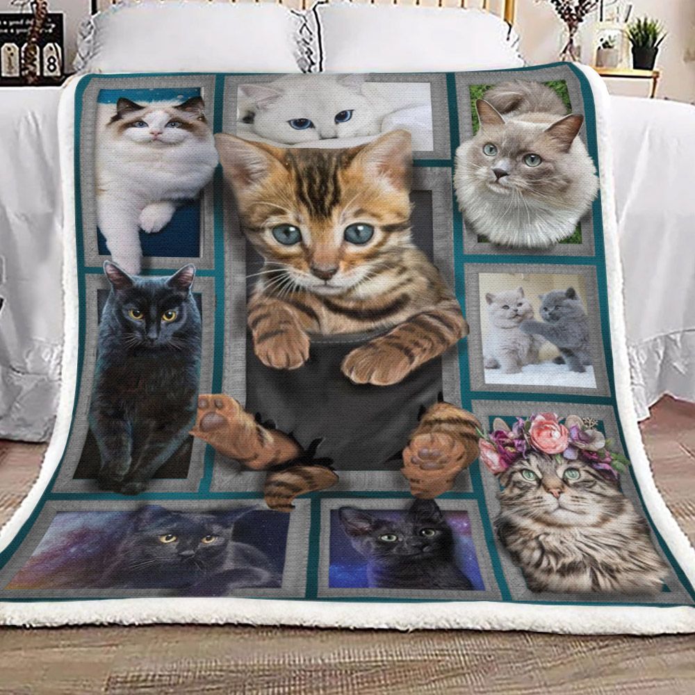 3d Huge Cat Sherpa Fleece Blanket