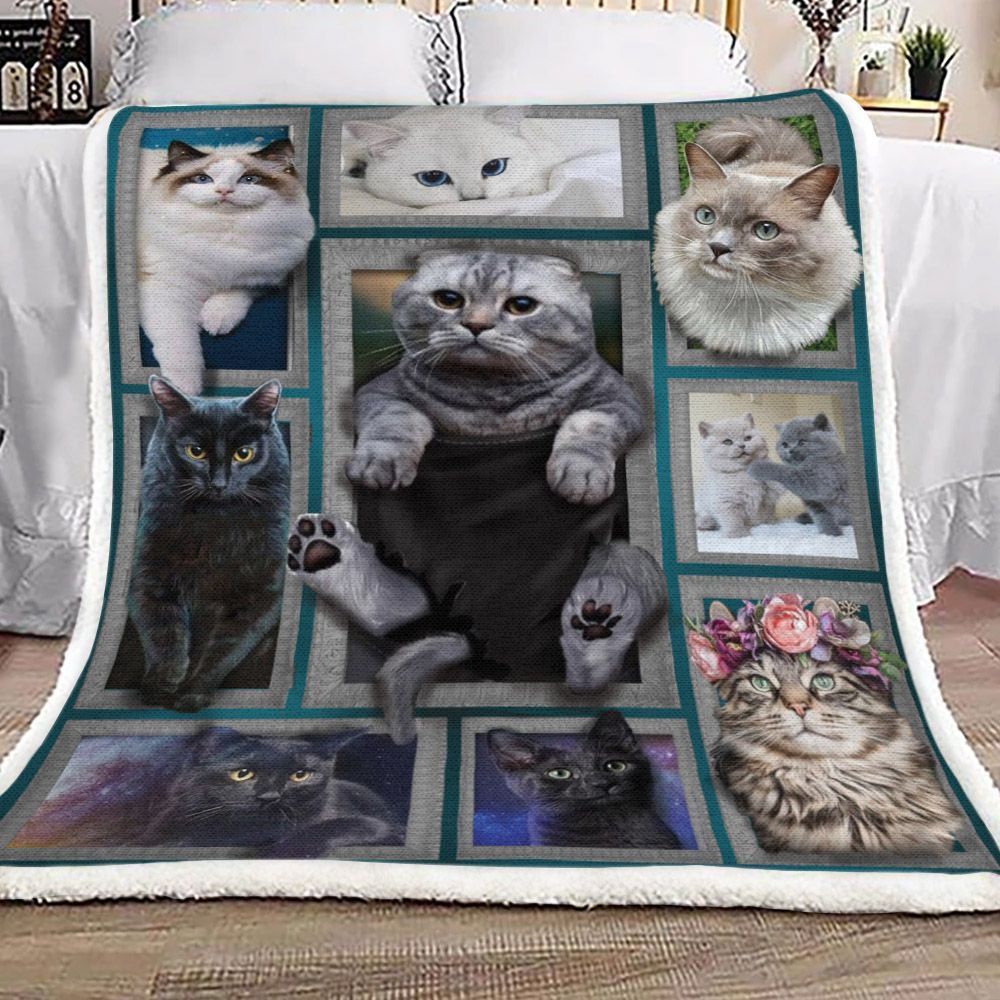 3d Huge Cat Sherpa Fleece Blanket