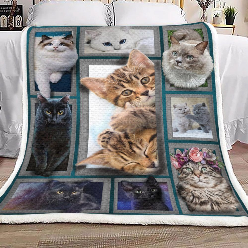 3d Huge Cat Sherpa Fleece Blanket