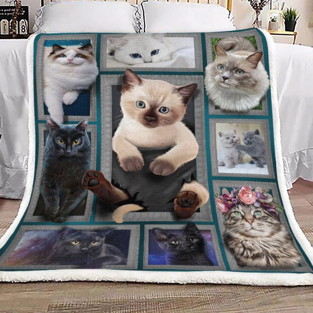 3d Huge Cat Sherpa Fleece Blanket