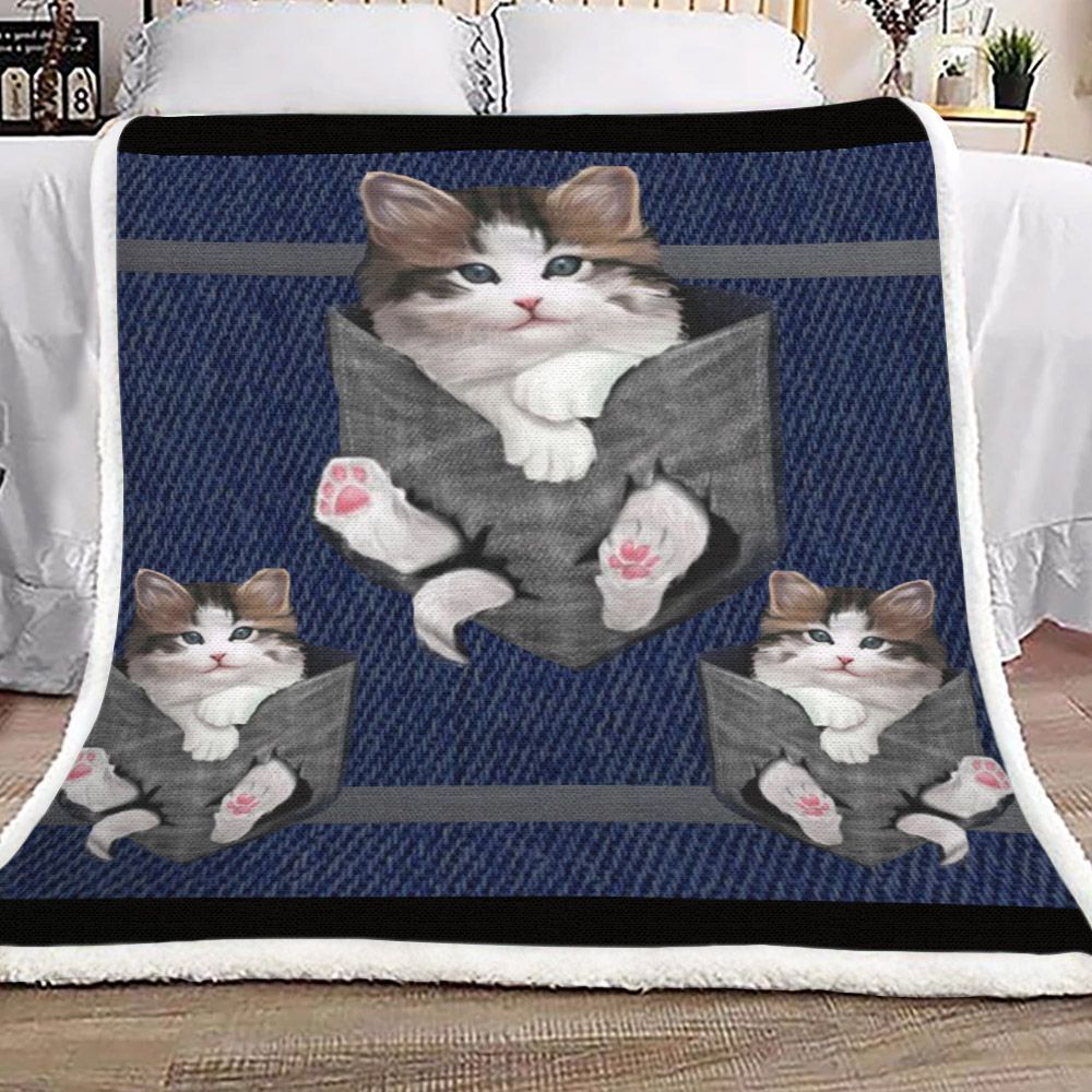 3d Huge Cat Sherpa Fleece Blanket
