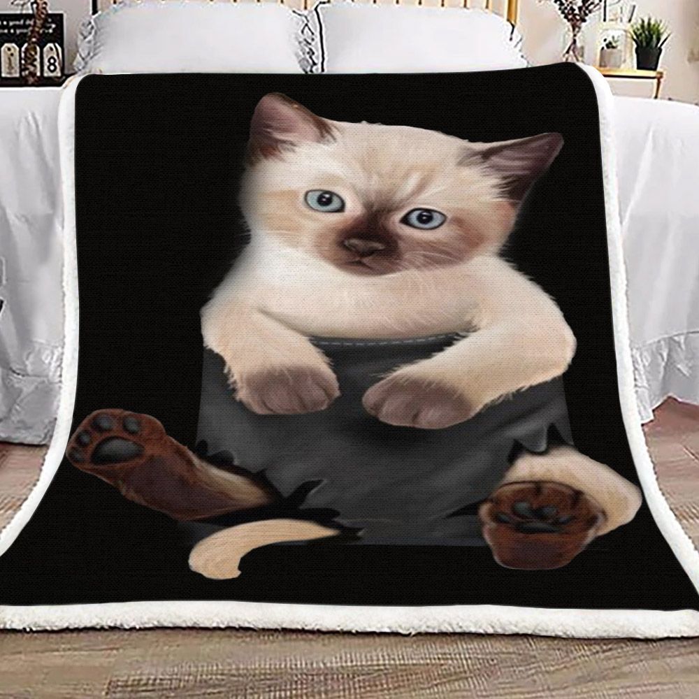 3d Huge Cat Sherpa Fleece Blanket