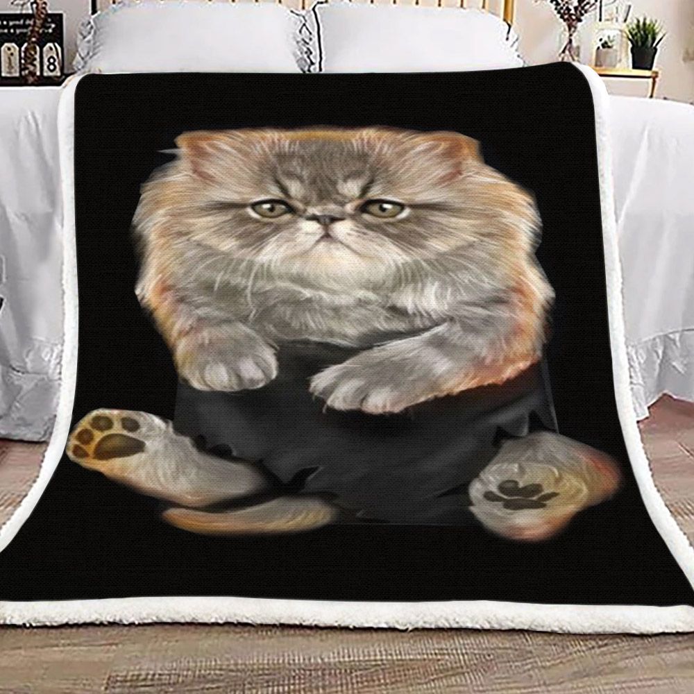 3d Huge Cat Sherpa Fleece Blanket
