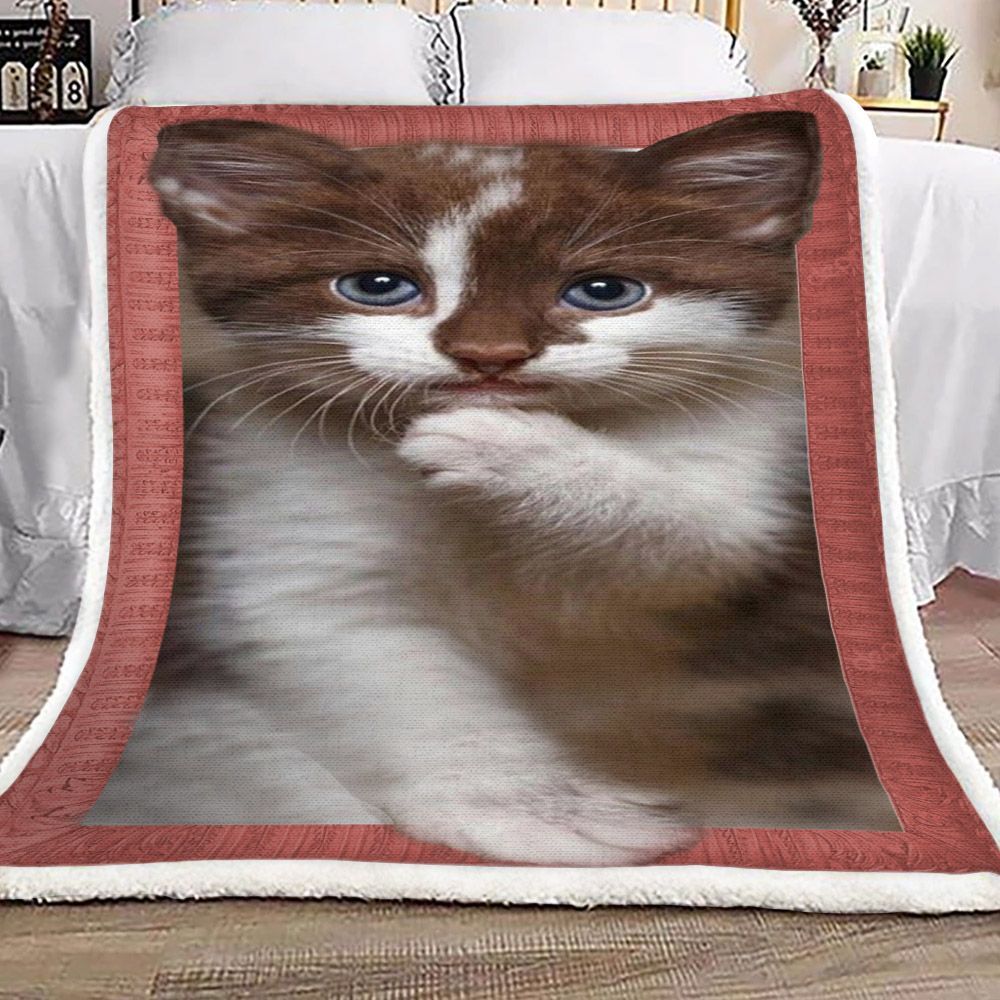 3d Huge Cat Sherpa Fleece Blanket