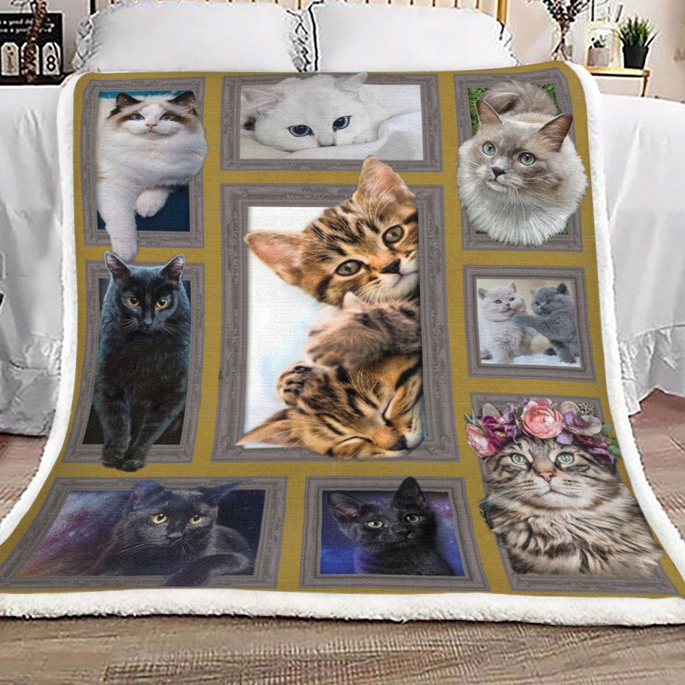 3d Huge Cat Sherpa Fleece Blanket
