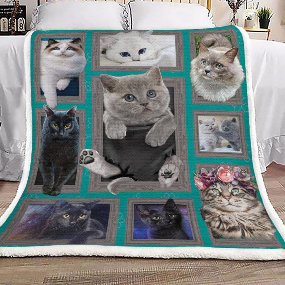 3d Huge Cat Sherpa Fleece Blanket