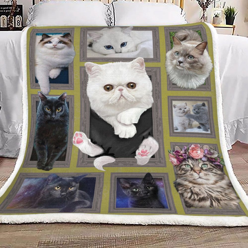3d Huge Cat Sherpa Fleece Blanket