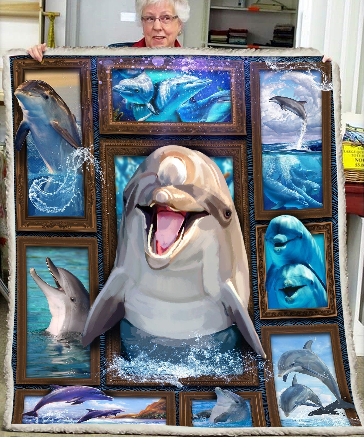 3D Huge Dolphin Sherpa Fleece Blanket