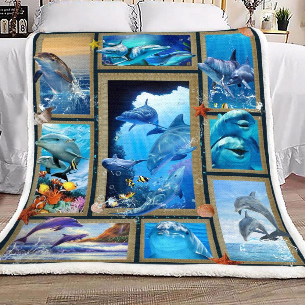 3d Huge Dolphin Sherpa Fleece Blanket