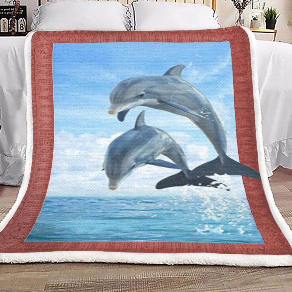 3d Huge Dolphin Sherpa Fleece Blanket