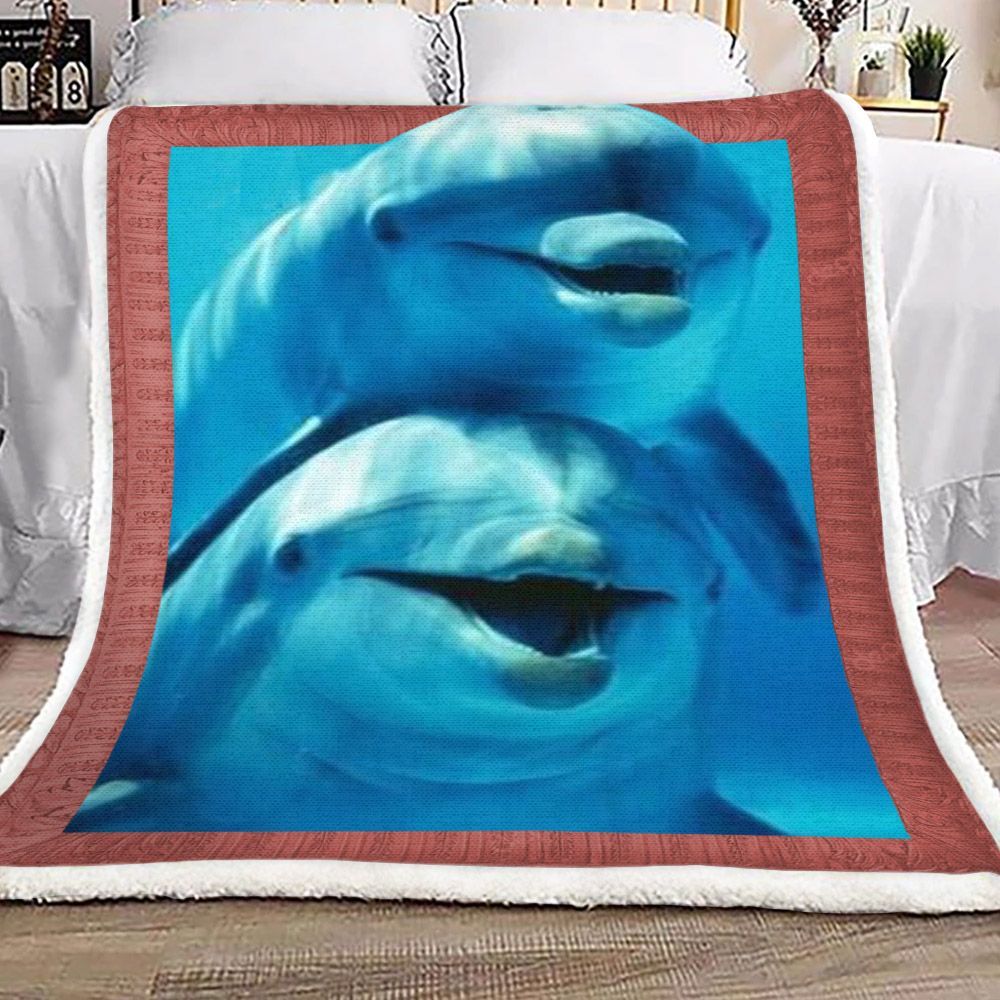 3d Huge Dolphin Sherpa Fleece Blanket