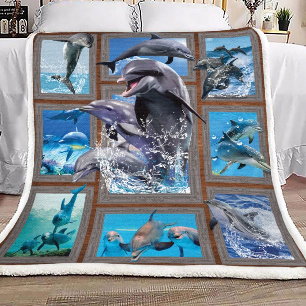 3d Huge Dolphin Sherpa Fleece Blanket