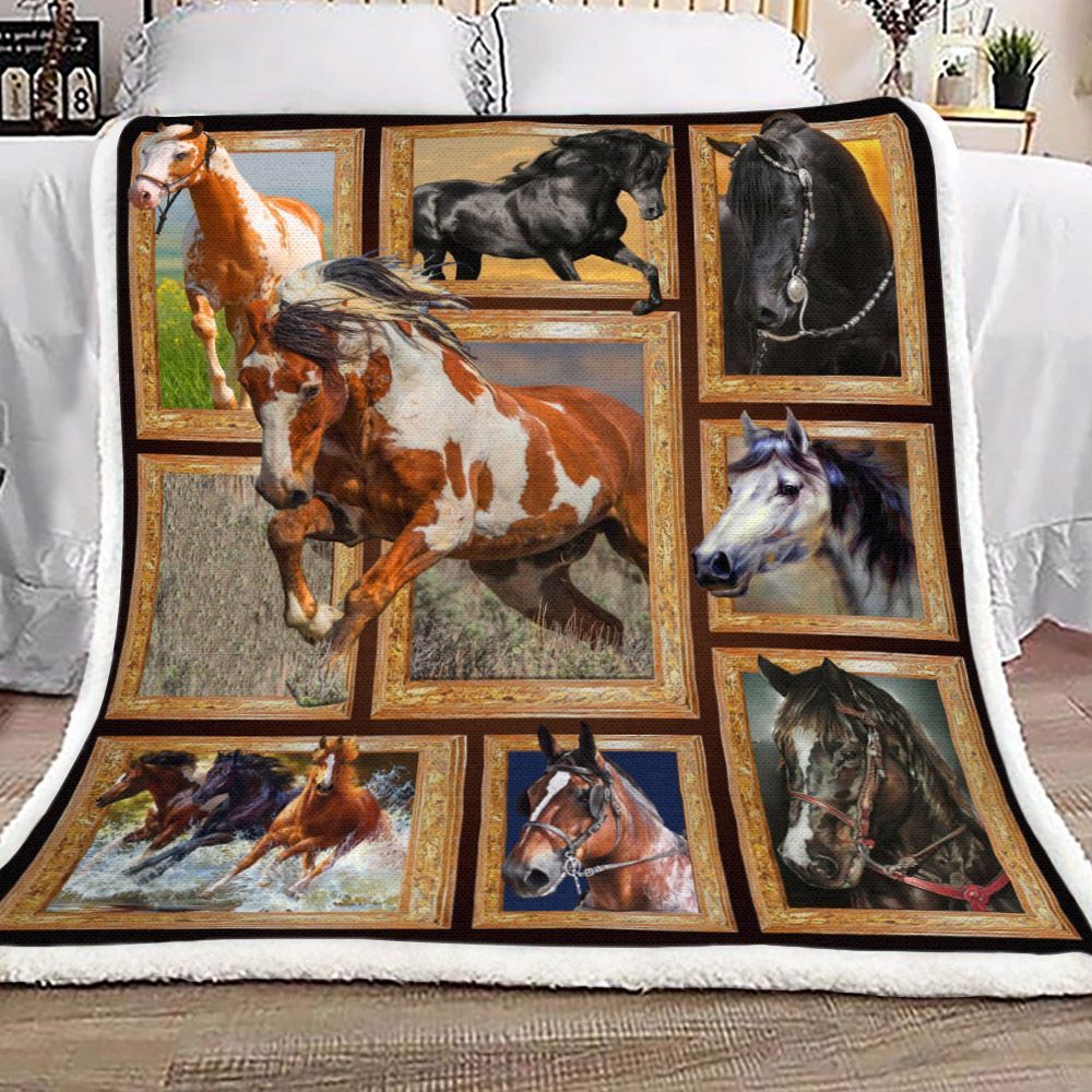 3d Huge Horse Sherpa Fleece Blanket