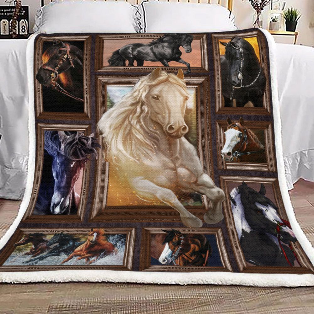 3d Huge Horse Sherpa Fleece Blanket