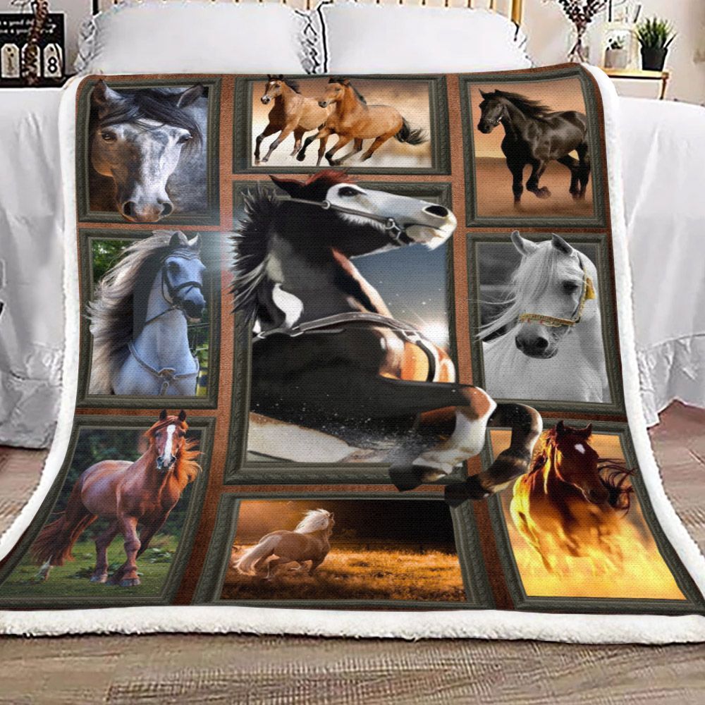 3d Huge Horse Sherpa Fleece Blanket