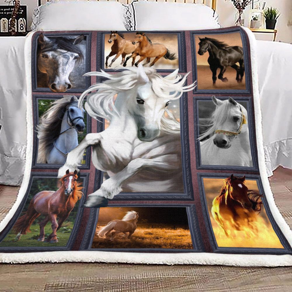 3d Huge Horse Sherpa Fleece Blanket