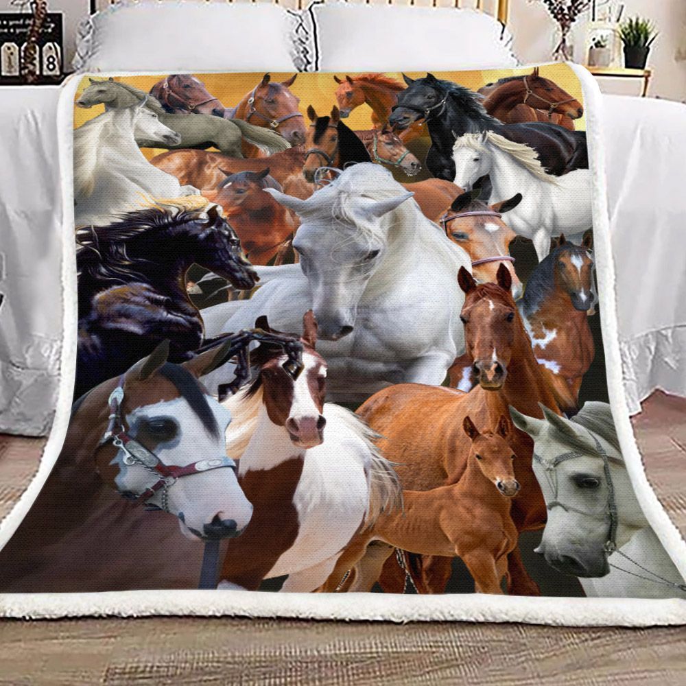 3d Huge Horse Sherpa Fleece Blanket