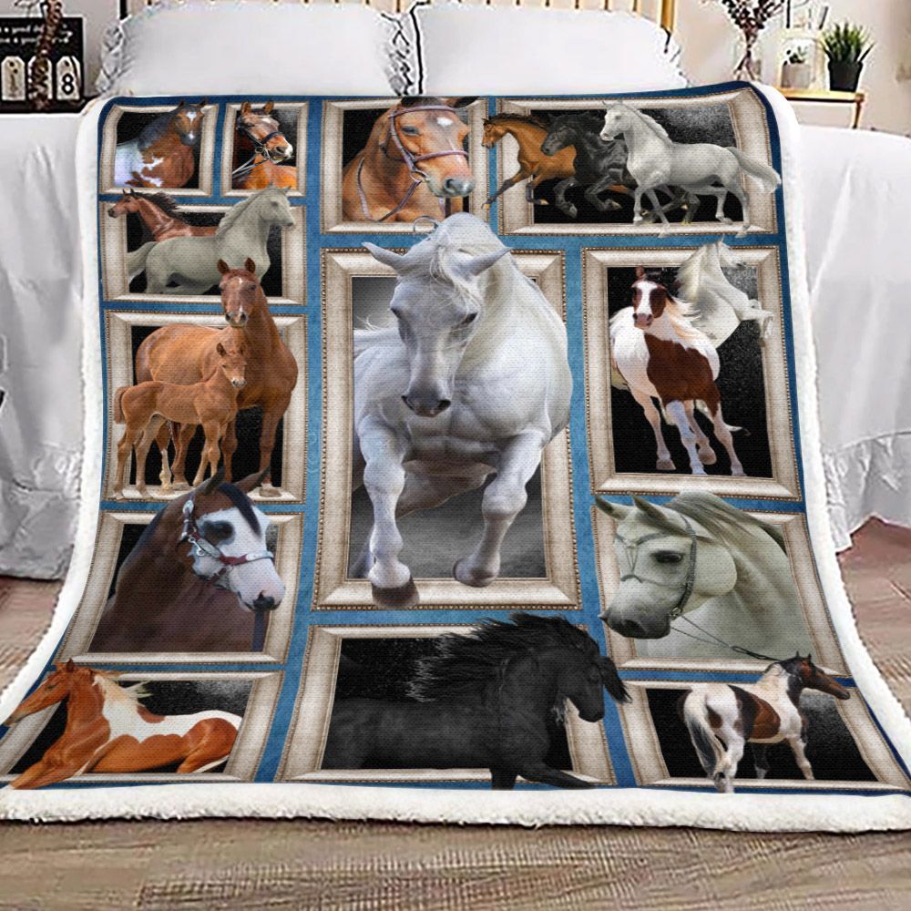 3d Huge Horse Sherpa Fleece Blanket