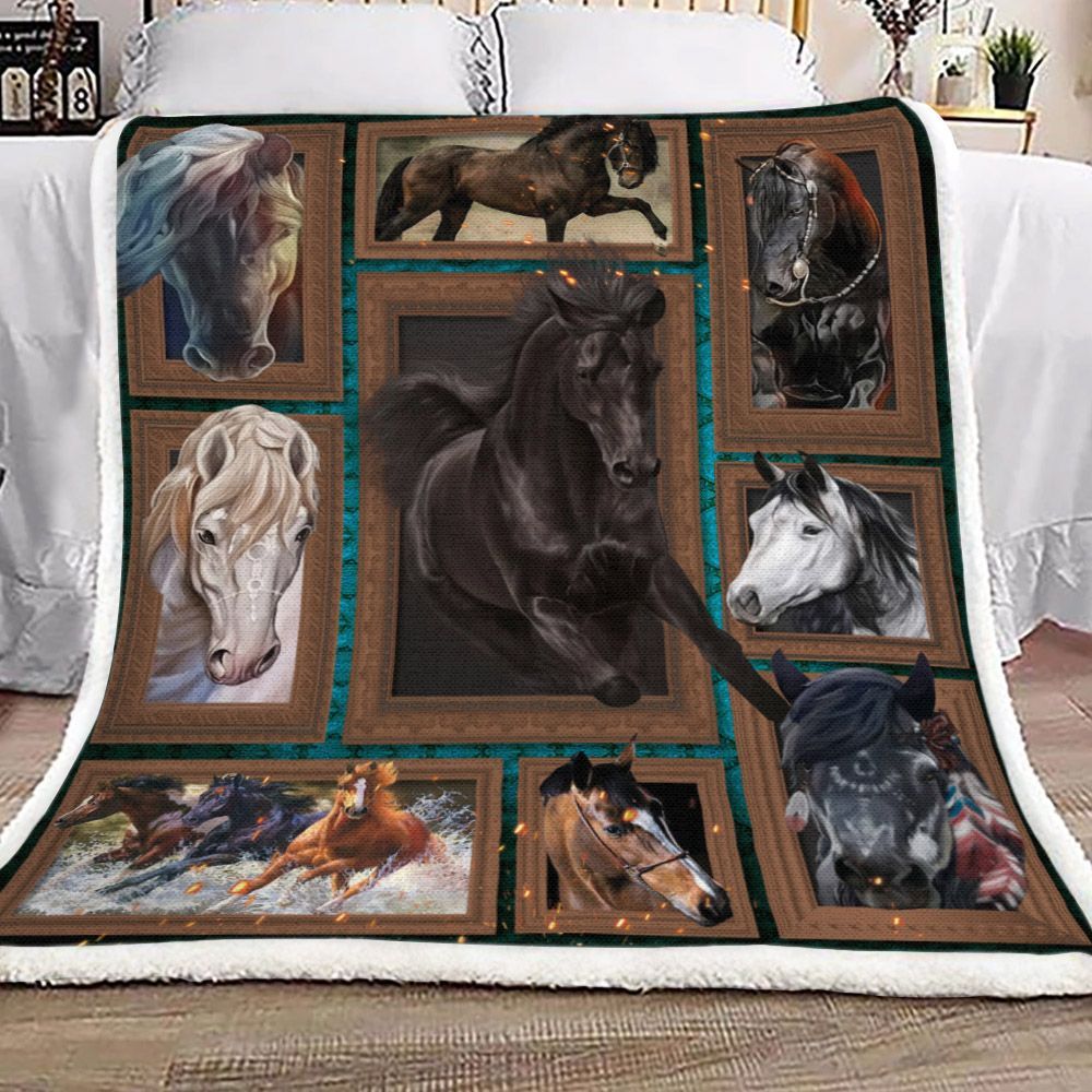 3d Huge Horse Sherpa Fleece Blanket