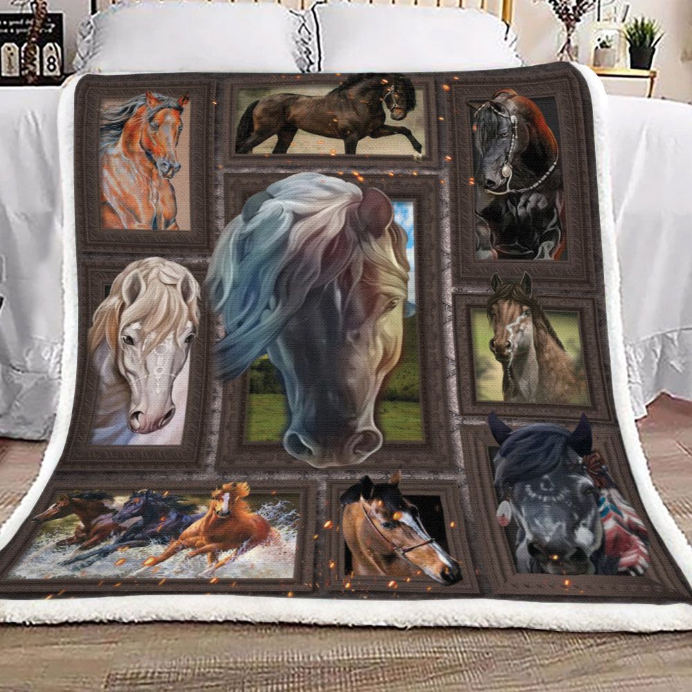 3d Huge Horse Sherpa Fleece Blanket