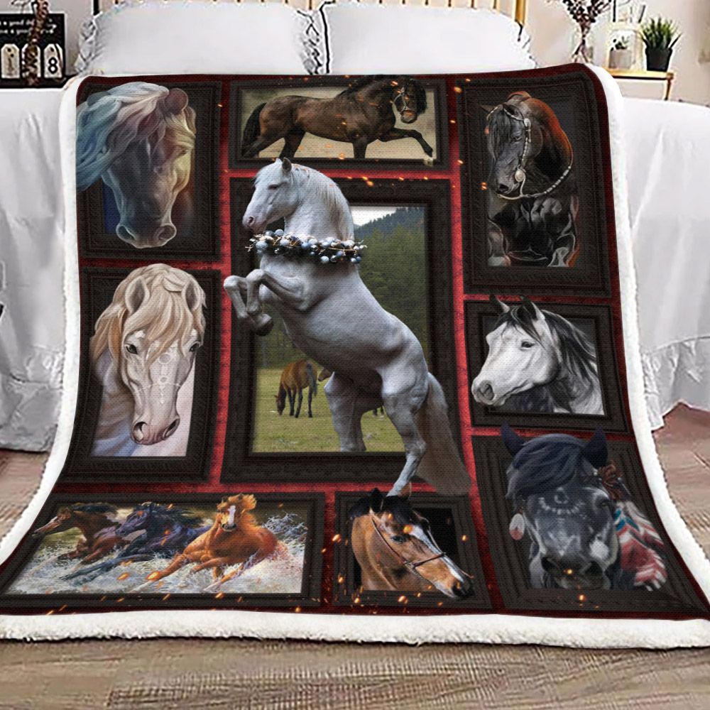 3d Huge Horse Sherpa Fleece Blanket