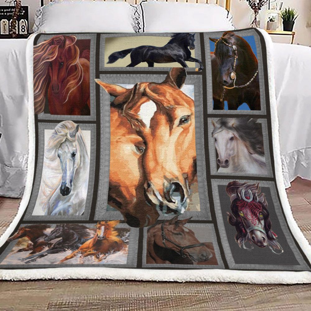 3d Huge Horse Sherpa Fleece Blanket