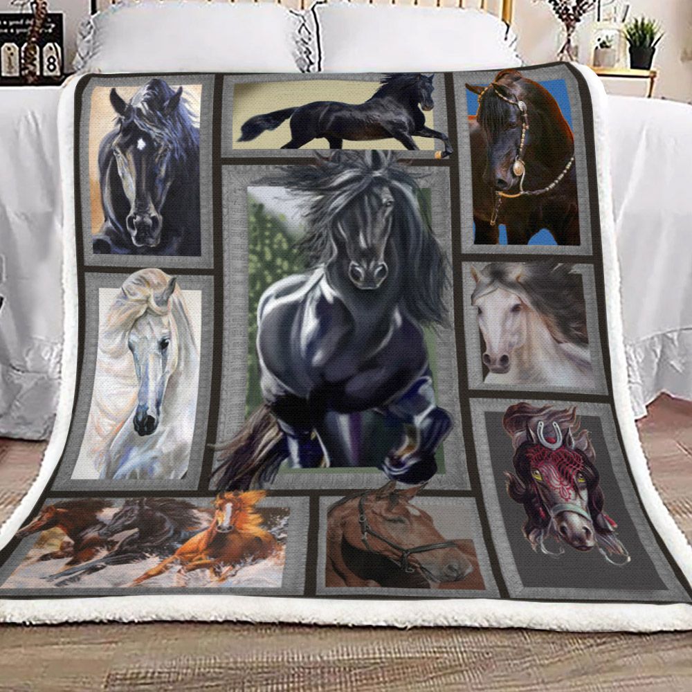 3d Huge Horse Sherpa Fleece Blanket