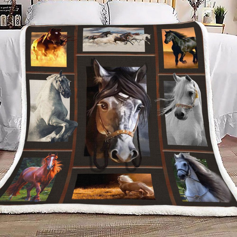 3d Huge Horse Sherpa Fleece Blanket
