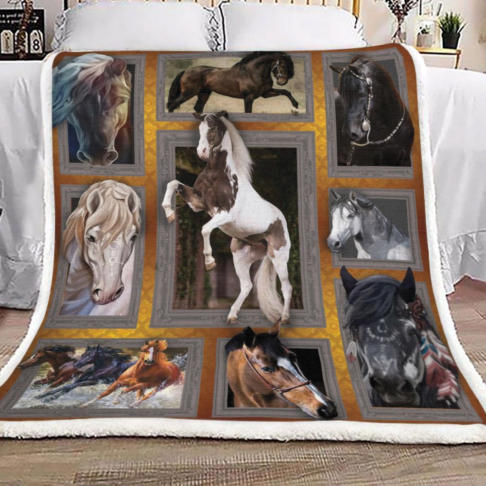 3d Huge Horse Sherpa Fleece Blanket