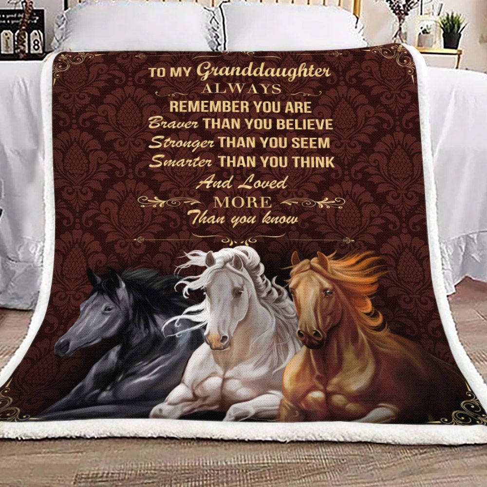 3d Huge Horses Sherpa Sherpa Fleece Blanket