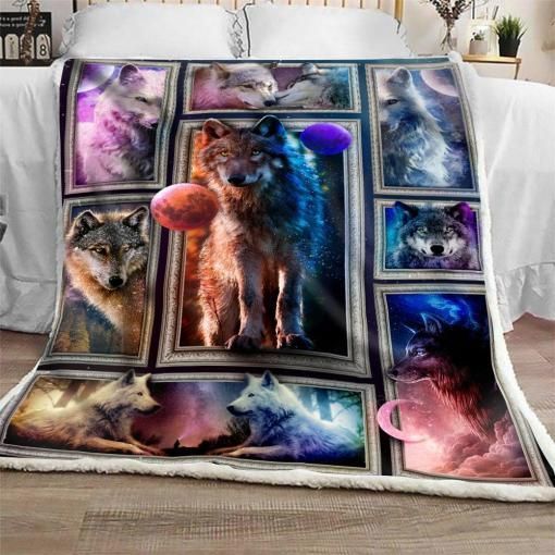 3d Huge Wolf Sherpa Fleece Blanket