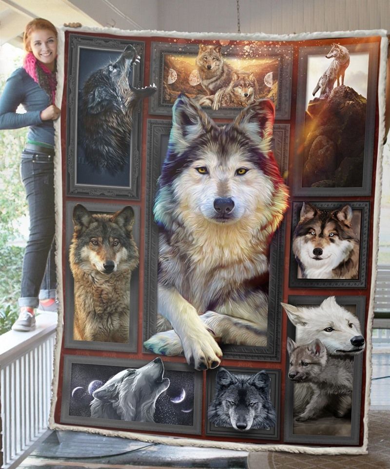 3d Huge Wolf Sherpa Fleece Blanket
