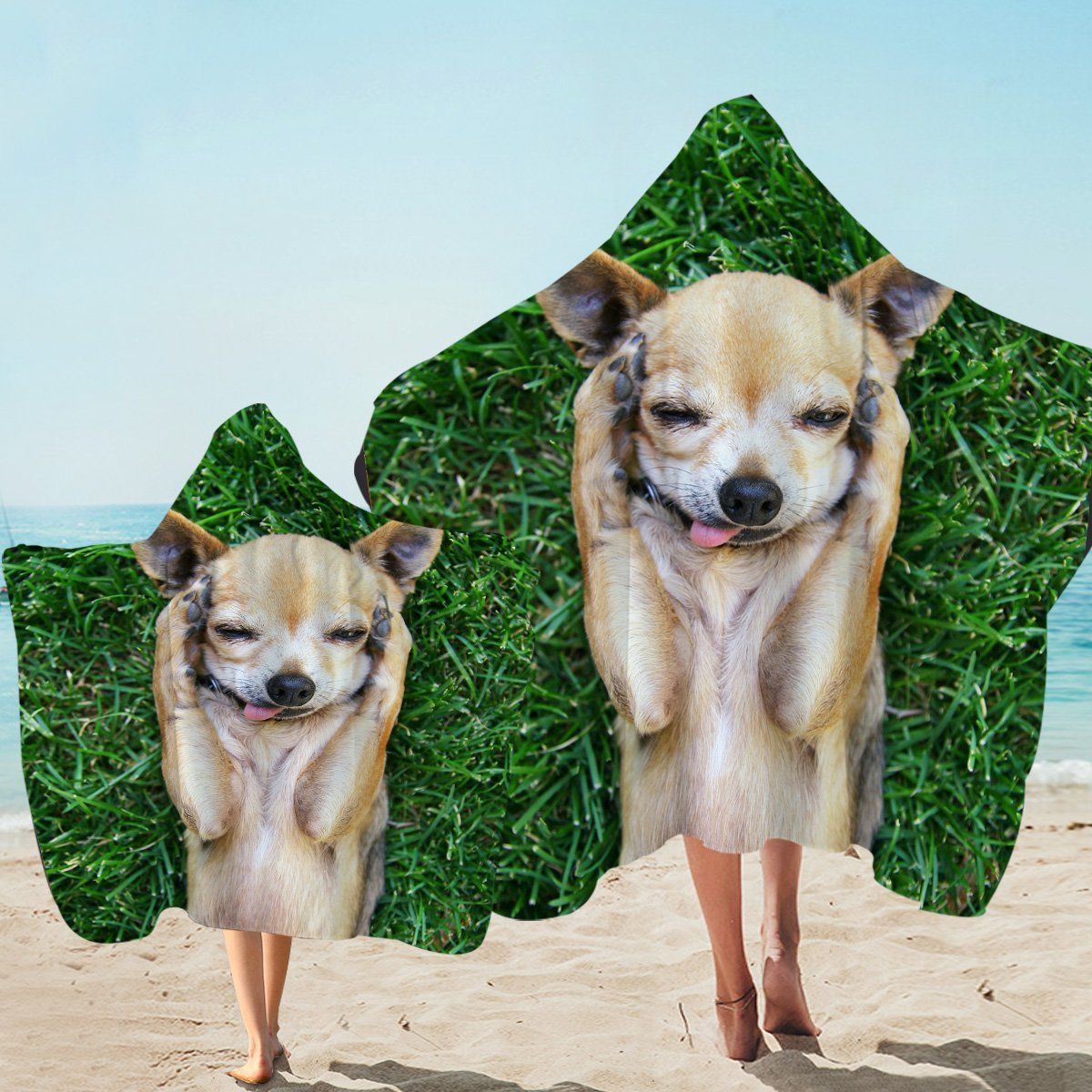 3d I Can’t Hear Ya Dog On Grassy Printed Hooded Towel