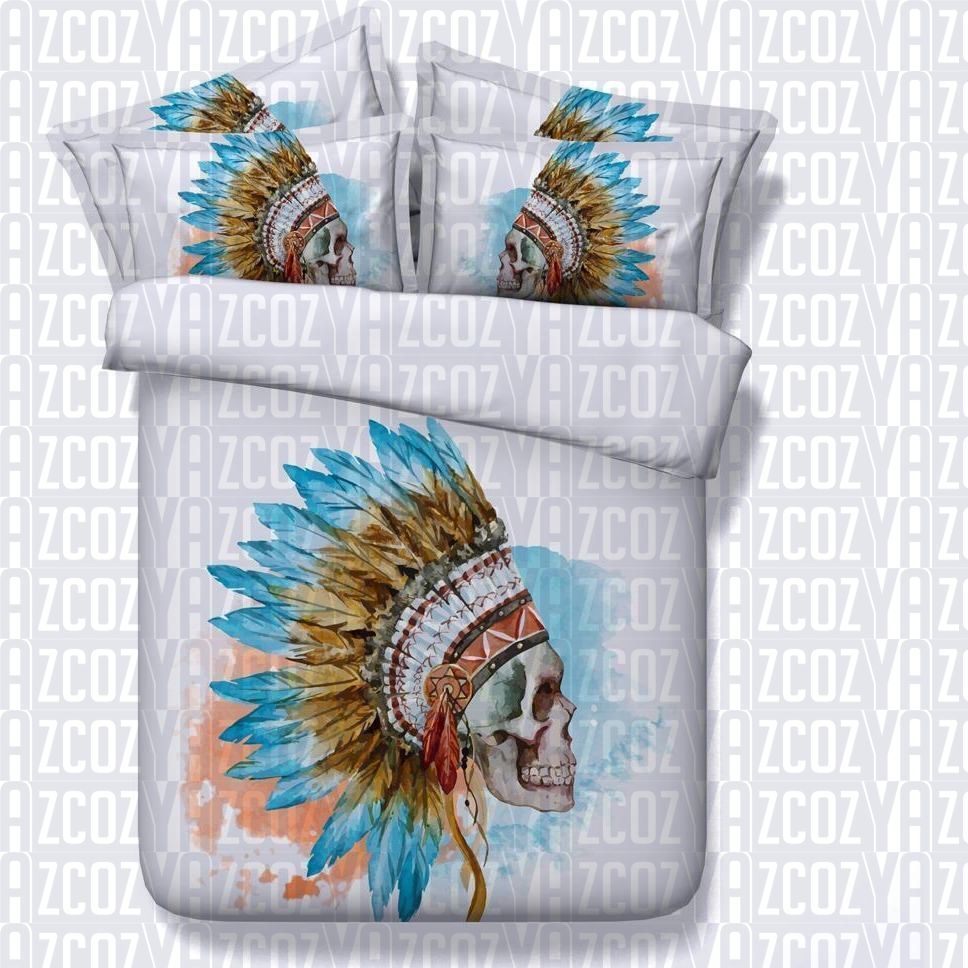 3d Indian Skull Bedding Set