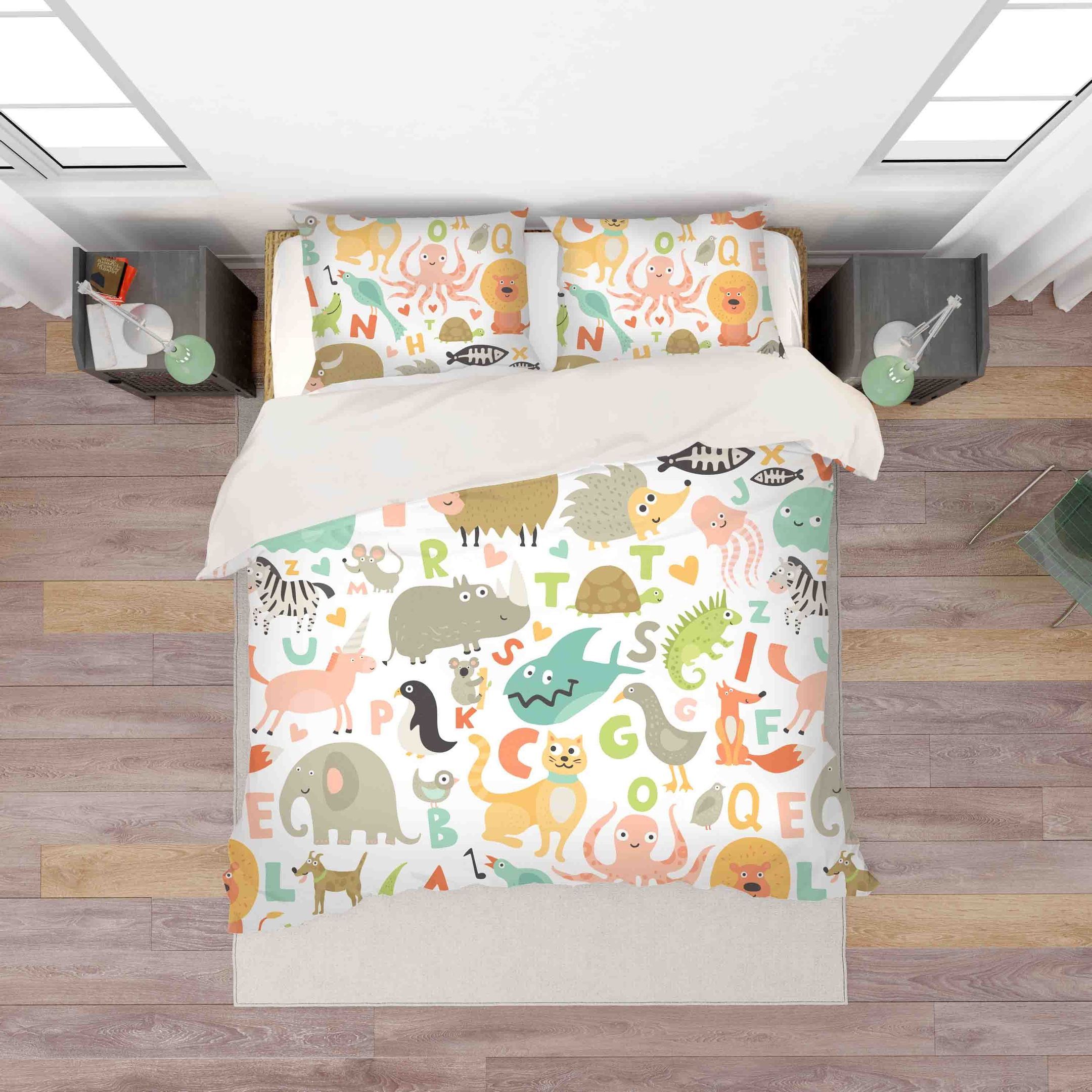 3d Letter Animal Octopus Cat Crocodile Zebra Bedding Set
