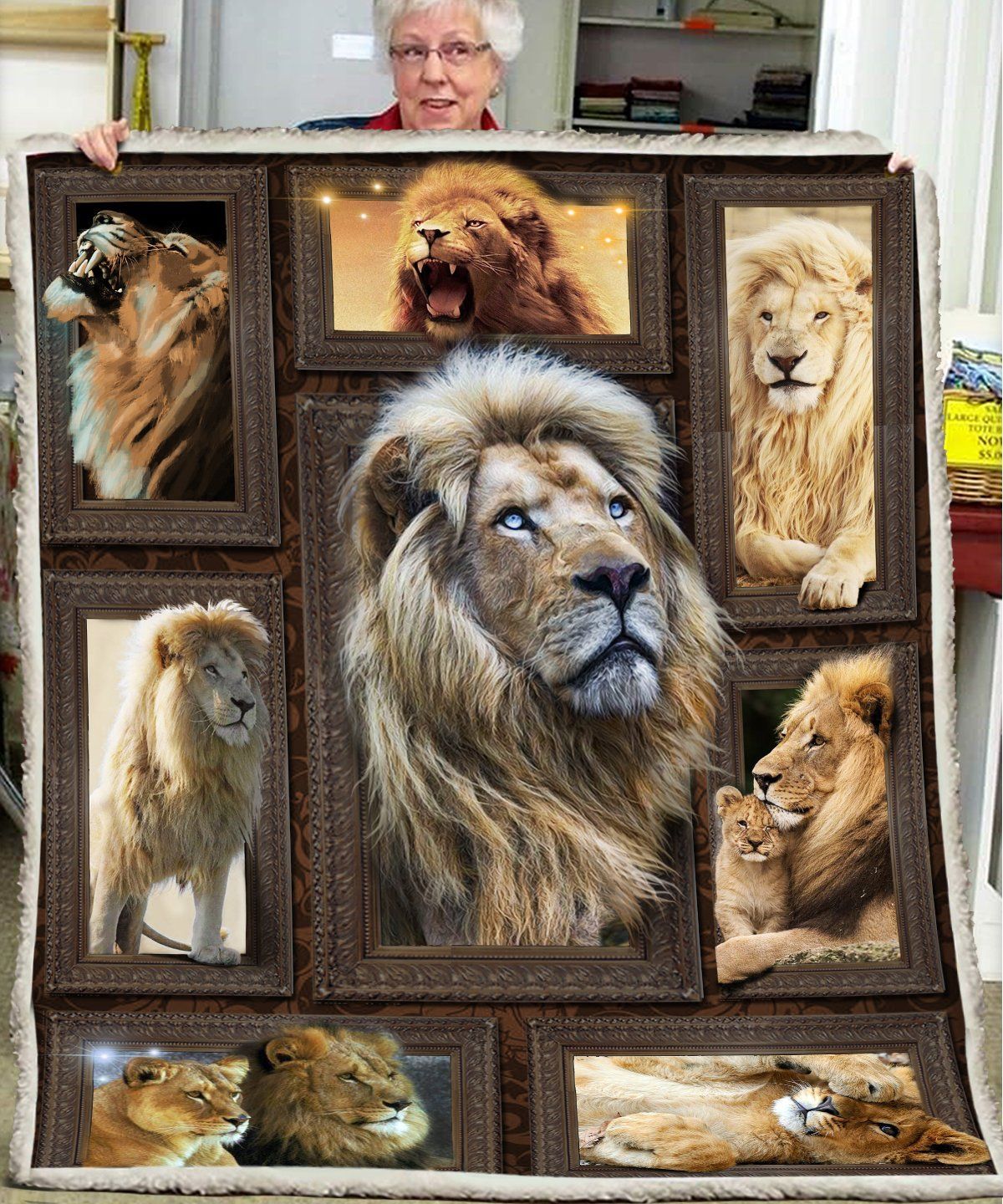 3D Lion Sherpa Fleece Blanket